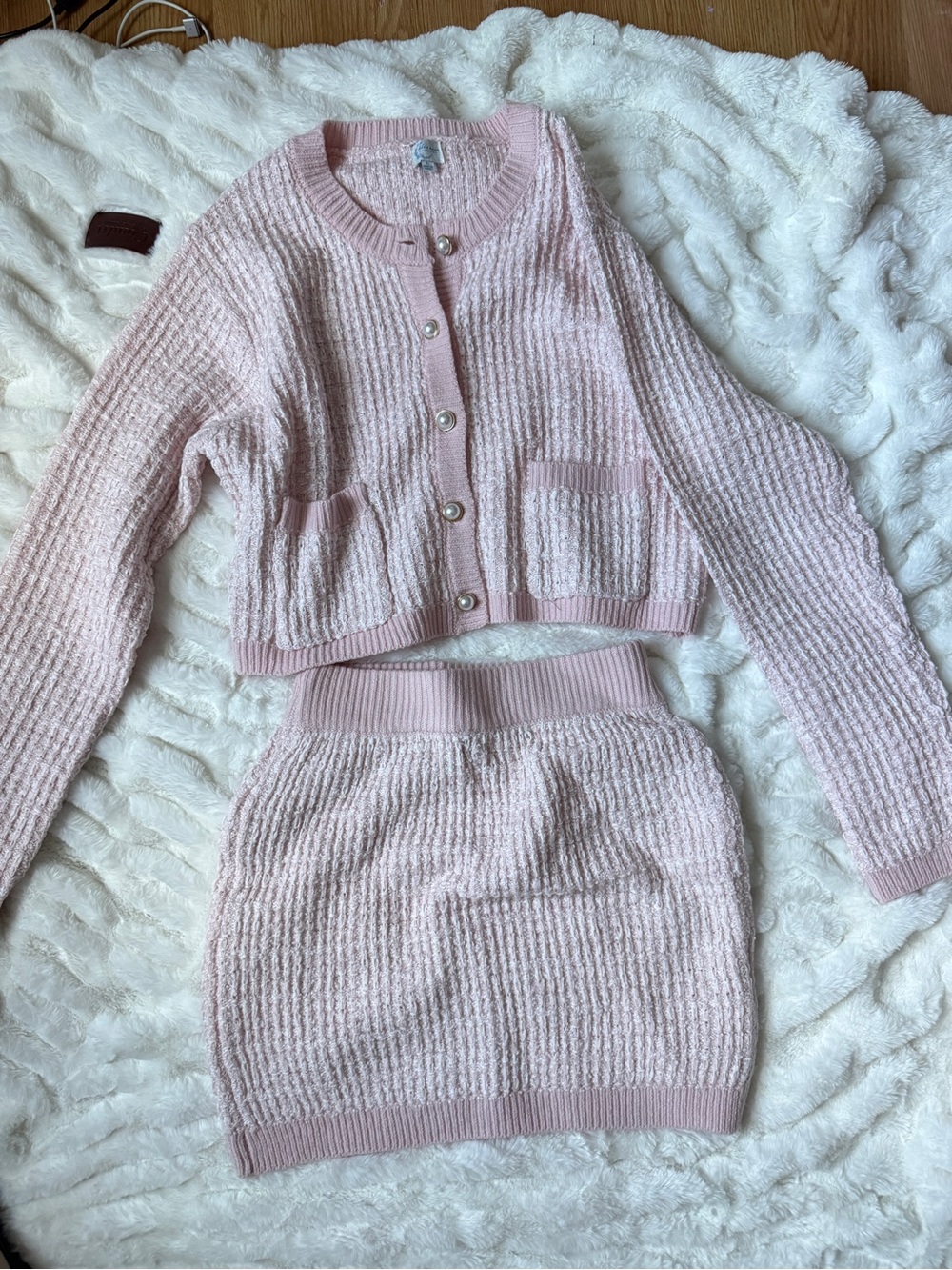 Blue Rain Pale Pink Pearl-Button Knit Cardigan - Picture 3 of 3